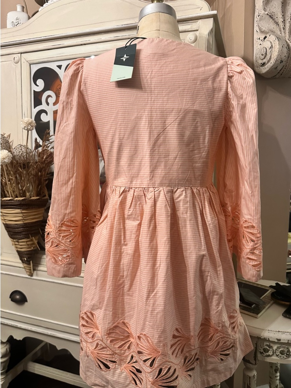 Tuckernuck Peach-Striped Embroidered Babydoll Dress - Picture 4 of 11